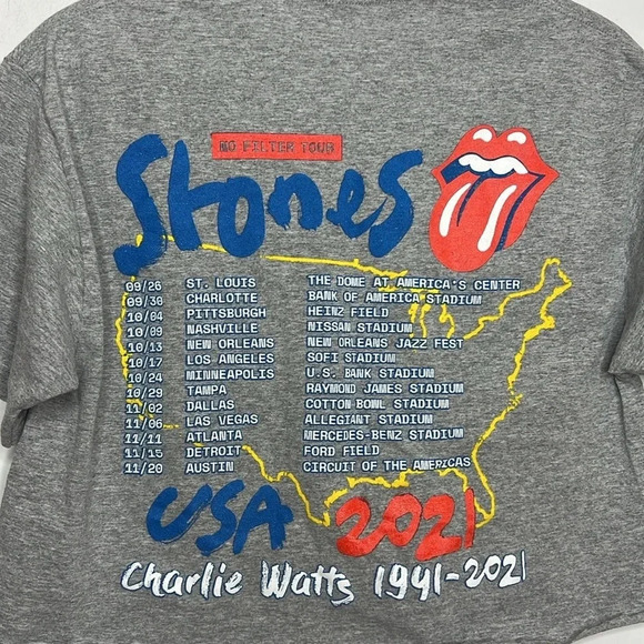 The Rolling Stones Custom Cropped DIY 2021 Graphic Tour T Shirt - Picture 7 of 11